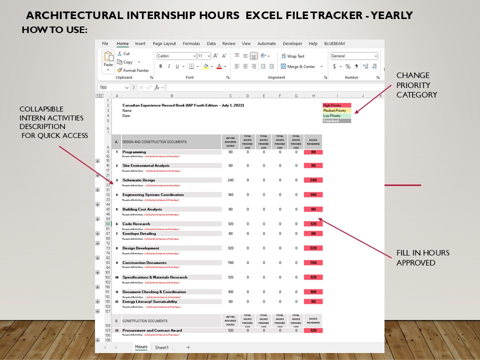 Architectural Internship Hours Excel Tracker - Yearly - Image 2