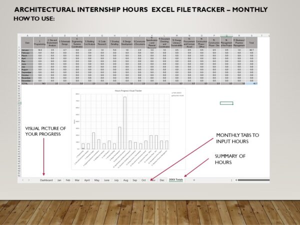 Architectural Internship Hours Excel Tracker - Monthly - Image 2