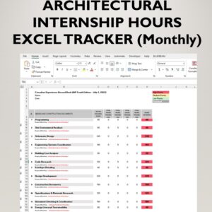 Architectural Internship Hours Excel Tracker - Monthly